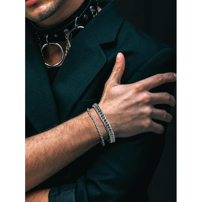 Набір браслетів для чоловіків Richsteel з нержавіючої сталі, 2 шт/3 шт, чорний/сталь/золотий, 9/8/4 мм, довжина 19/21/23 см, для подарунка