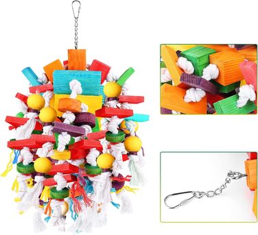 Bird Parrot Chewing Toy, Multi-Colored Wooden Block Tearing Toy, Best Bird Toy for African Grey Parrots, Macaws, Cockatoos, and a Variety of Amazon Parrots
