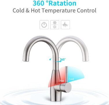 Кран кухонний CREA з 3 функціями: душ, висувний вилив, поворот 360°, матовий (нікель, щіткова обробка)