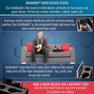 Sofa-Buddy Practical Couch Cup Holder, Couch Coaster, Sofa Cup Holder. The perfect couch accessory (Square-big-leather-brown)