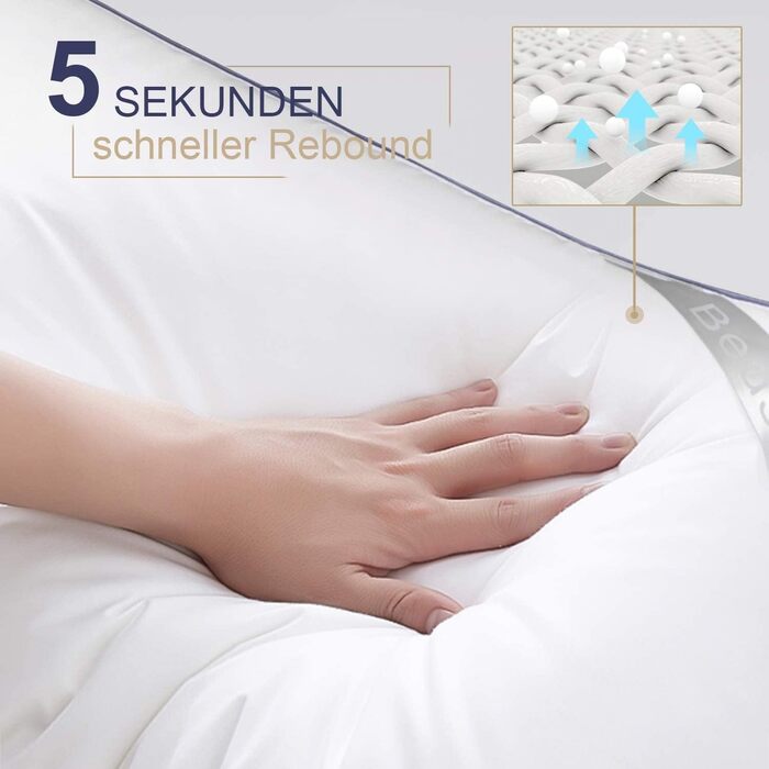 BedStory Pillows 80x80, 2-Pack Washable Microfiber Pillows, 1500g Supportive, Breathable Pillow, Suitable for Side Sleepers, Back Sleepers, and Stomach Sleepers, White 2 Pieces (1 Pack) White+Blue-1