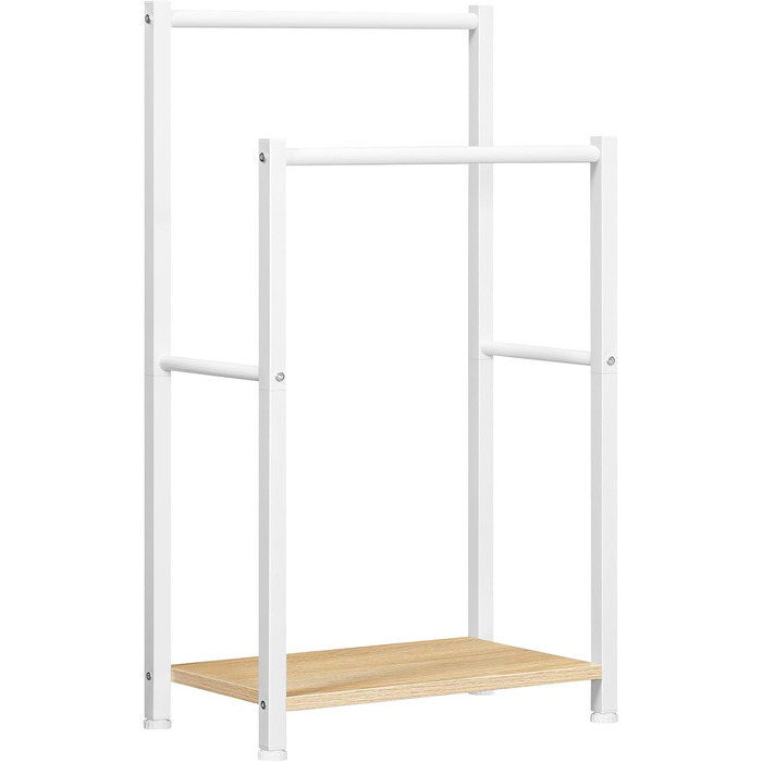 HOOBRO Тримач для рушників, стійка для рушників, мотузка для сушіння, 2 перекладини, для рушників, одягу, ковдр, газет, економія місця, стабільна, білий та натуральний колір