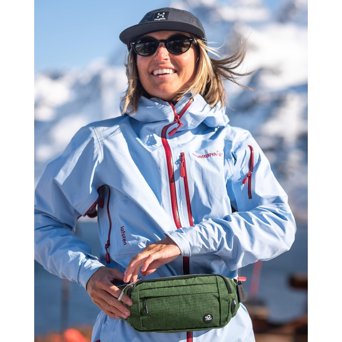 Сумка на пояс Waterfly: чоловіча/жіноча, спортивна, для подорожей, прогулянок з собакою, на пояс, з регульованим ремінцем (темно-зелена)