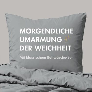 Sleeptime 100% Cotton Bedding Set 240cm x 220cm White/Gray - soft & wrinkle-free duvet cover with button closures - two-tone bedding set with 2 pillowcases 60cm x 70cm