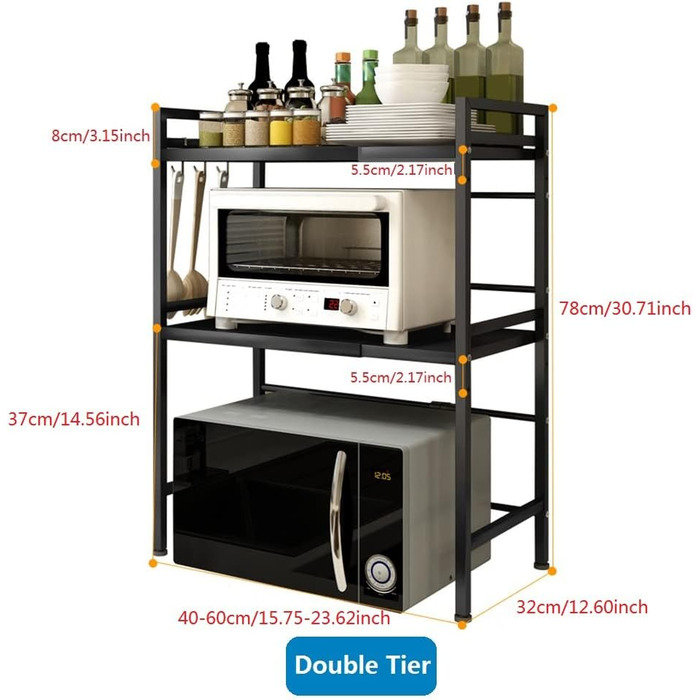 Adjustable Microwave Rice Cooker Stand Holder Kitchen Countertop Storage Organizer Shelf Freestanding Expandable Spice Rack