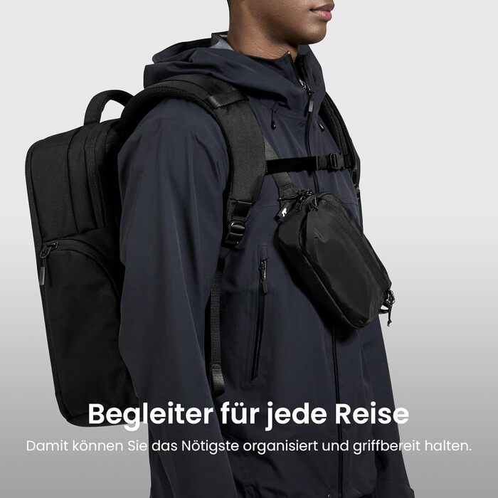 Сумка-слінг Tomtoc 1.5L з RFID захистом, антикрадіжна, для чоловіків та жінок, чорна