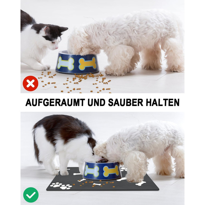 Нековзна килимок під миску для собак та котів, 40x60 см, чорний, швидковисихаючий, легко миється