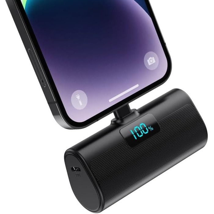 Портативний зарядний пристрій (Power Bank) 5200mAh з дисплеєм LCD для iPhone, Android. Швидка зарядка 20W PD 4.0A. Компактний, чорний