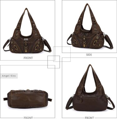 Сумка жіноча Angel Kiss Hobo через плече з PU шкіри, коричнева (801) - багато відділень