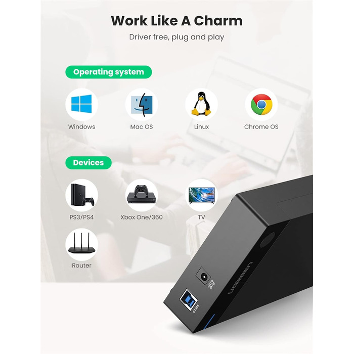 Зовнішній корпус для HDD UGREEN USB 3.0 UASP 3.5 дюймів, кейс для жорсткого диска (набір 2 шт.)
