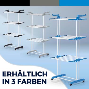 Складаний сушильний стійка EASYmaxx з 3 рівнями, чорний/білий | Компактна, мобільна сушарка для одягу в приміщенні та на вулиці