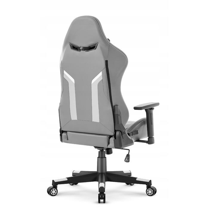 Ігрове крісло HELL'S CHAIR HC-2002 Grey-White, штучна шкіра, сіре