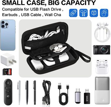 Органайзер для кабелів Teskyer, чорний, водонепроникний, жорсткий корпус, 8,5 x 17,5 x 6 см