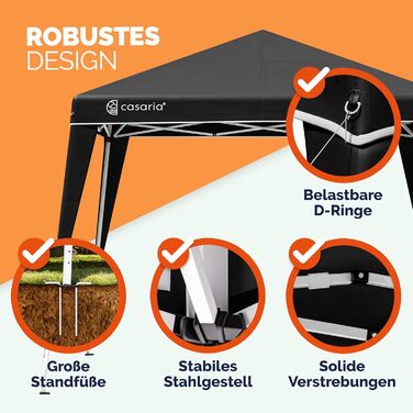 CASARIA® Capri Pavilion 3x3m Pop-Up UV Protection 50+ Waterproof Winter-Proof with Bag Foldable Stable Camping Garden Pop-Up Pavilion Party Tent (Black)