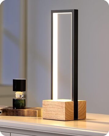LED настільна лампа EDISHINE з дерева, торкання, регулювання яскравості та функцією пам'яті, 3 колірні температури, 350 люмен, сучасна лампа для вітальні, офісу, подарунок, чорний сучасний стиль