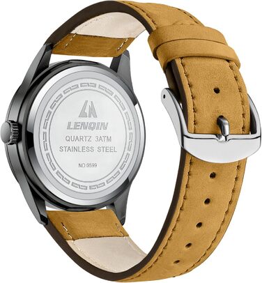 Годинник чоловічий LN LENQIN Military 30M водостійкий кварцовий годинник з датою на текстильному ремінці (світло-коричневий)