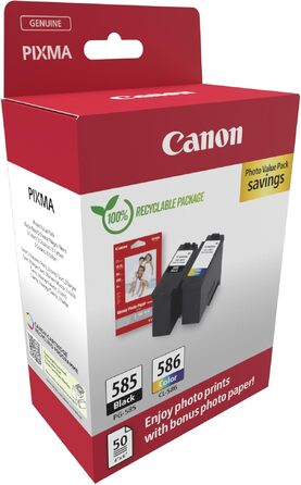 Комплект оригінальних картриджів Canon PG-585 та CL-586 FINE та фотопапір для принтера