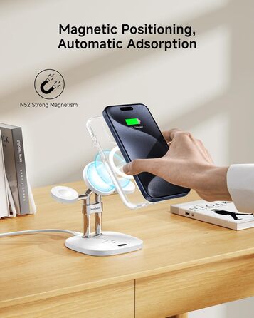 Зарядний пристрій 2 в 1 для Apple Watch та iPhone, SwanScout 709M (Білий)