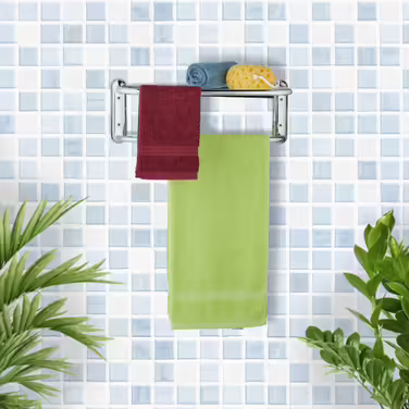 Relaxdays Chrome Wall-Mounted Towel Rack