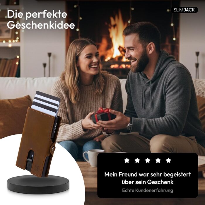 Slimjack Smart Wallet: чоловічий гаманець з RFID-захистом, алюмінієвий картхолдер та відділенням для монет (світло-коричневий)