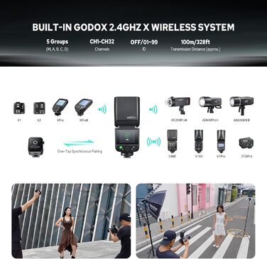 Спалах для камери Godox V480N TTL з сенсорним екраном, GN50, HSS 1/8000s, для Fujifilm