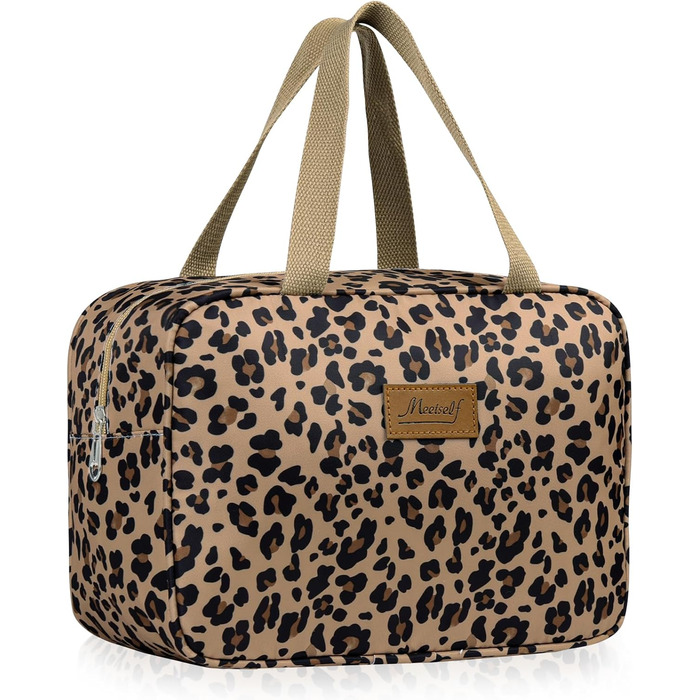 Сумка для туалетних аксесуарів велика, дорожня косметичка, органайзер для макіяжу, сумка для косметики з ручкою для жінок та чоловіків, #9, леопардовий принт