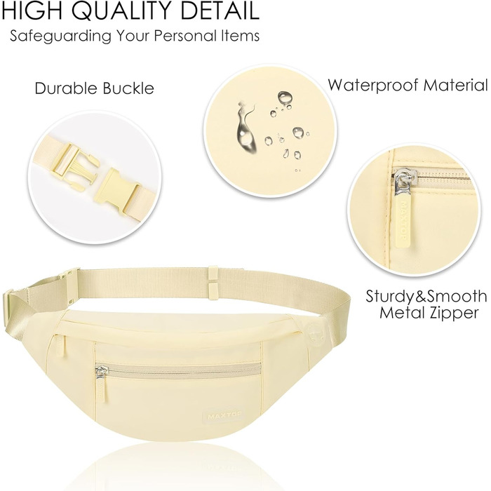 Чоловіча/жіноча поясна сумка MAXTOP – водонепроникна, 4 відділення, для активного відпочинку, туризму, спорту, чорна