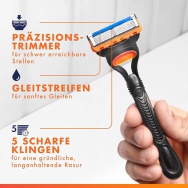 Бритва Gillette Fusion 5 для чоловіків, металевий станок для вологого гоління, чорний (бритва + 3 смінні леза + захисний ковпачок)