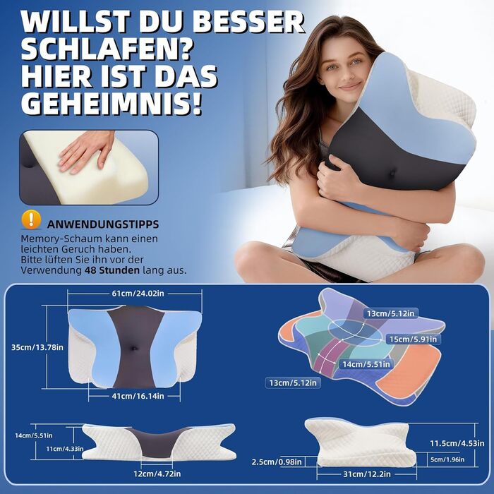 Ортопедична подушка для шиї з Memory Foam 