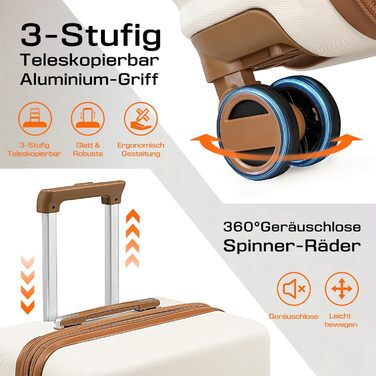 Набір валіз Joyway з ABS-пластику, розширюваний, на 4 колесах, з TSA-замком. Включає: 1 велика сумка, 1 косметичка (білий, M)