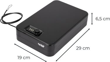 Сейф з кодовим замком HMF 316-02 | Переносний сейф, захисний бокс | 29 x 19 x 6,5 см, чорний