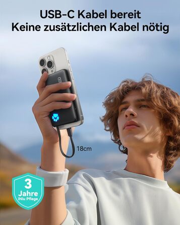 Power Bank INIU 10000mAh 20W з USB-C, PD3.0 QC4.0 для iPhone, Samsung, iPad (Orange)