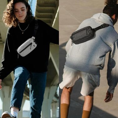 tomtoc X-Pac нагрудна сумка для чоловіків та жінок, 1,5 л, чорна. RFID захист, для подорожей, повсякденного використання