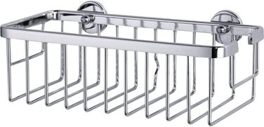 tesa ALUXX Shower Basket, Aluminum, Chrome-plated, guaranteed rust-free, including adhesive solution, deep base, 125 mm x 250 mm x 92 mm