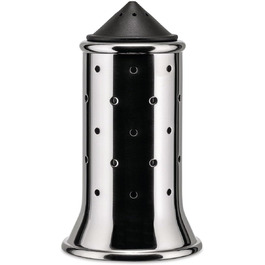 Солонка Alessi з нержавіючої сталі з кришкою та чорним пластиковим замком, 3x7x10 см