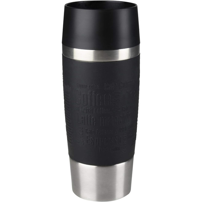 Термокружка Emsa Travel Mug Classic, 360 мл, чорна, з ізоляцією, 4 години гаряче, 8 годин холодне, Quick-Press замок, 360° відкривання