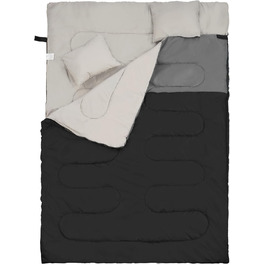 Спальний мішок Elevon для дорослих, підлітків та дітей, для холодної та теплої погоди, водонепроникний, легкий, компактний з компресійним мішком, для 3-4 сезонів, кемпінг, рюкзак, туризм, подорожі, зелений (2 особи, 1 шт., чорний)