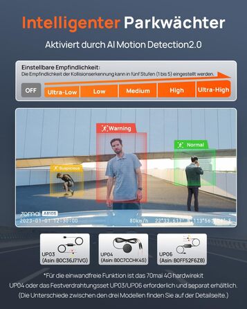 Автомобільний відеореєстратор 70mai A810S 4K з HDR, нічним баченням STARVIS 2, ADAS та карткою пам'яті 128ГБ, 24/7 моніторинг паркування