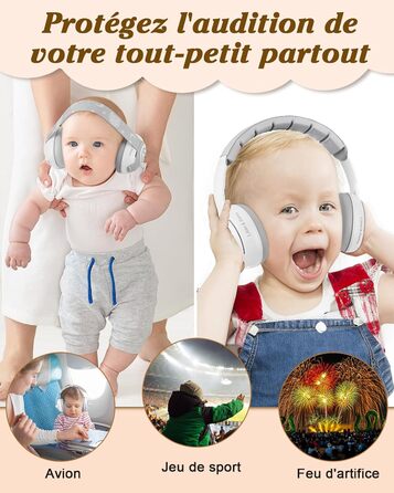 Навушники для захисту від шуму Lilian&Gema для немовлят - 2 в 1, 25dB, білі