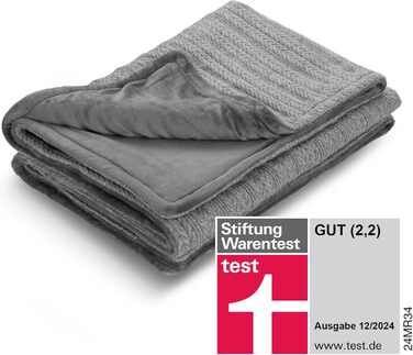 Електрична ковдра Medisana HB 680 Kuschelheizdecke з в'язаним візерунком, функцією автоматичного вимкнення, що стирається, сірого кольору, 3 температурні режими, розмір 160 x 120 см, двоколірна, з ефектом реверсу