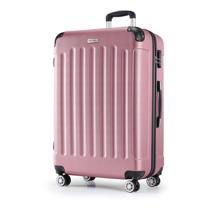 Чемоданний набір Merish: 3 шт., жорсткий корпус, коліщата-двоє, 9 кольорів (Рожевий, XL)
