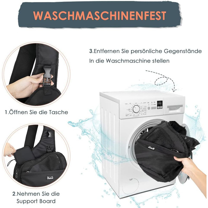 Dog-friendly sling carriers, hands-free travel bag for small pets with adjustable straps, hardboard base, safety belt, for dogs up to 2.8kg, wider version (L (For pets under 5.5kg), Black)