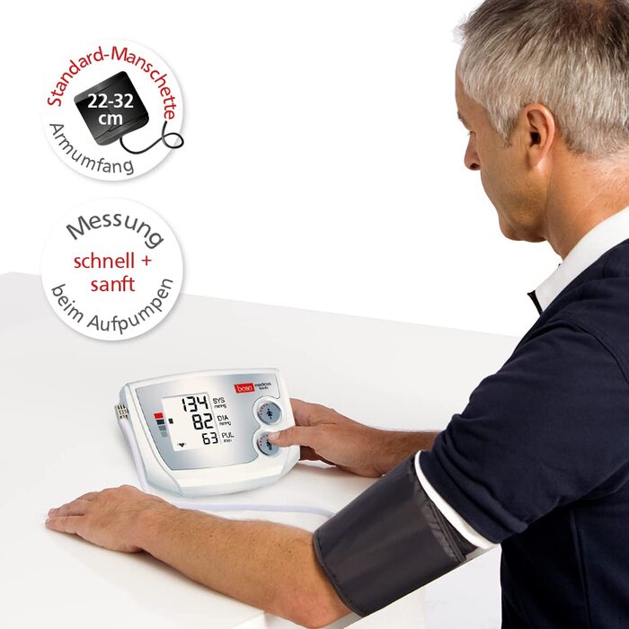 Тонометр Boso Medicus Family з 2 пам'ятними місцями, великим дисплеєм та визначенням аритмії – універсальна манжета (22–42см)