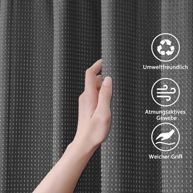 Шторка для душу Waffel з магнітами, текстиль, поліестер, 183x183 см (зелена)