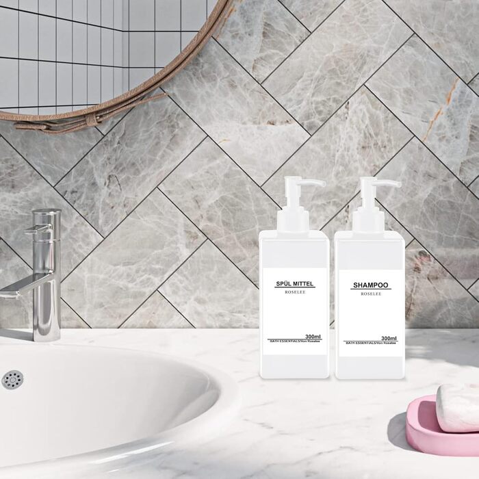 Набір дозаторів для мила Roselee (4 шт.), 300 мл, пластик, для кухні та ванної кімнати