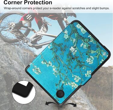 Чохол-книжка HGWALP для Tolino Shine 5/Shine Color/Shine 4 та Kobo Clara Colour/Clara BW/Clara 2E eReaders, преміум-якість, функція авто-сон/пробудження, квітковий дизайн (персиковий)