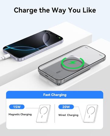 Power Bank Orico Kada Magsafe 5000mAh з USB-C, Магнітний, 20W PD, для iPhone 16/15/14/13/12 (Сірий)