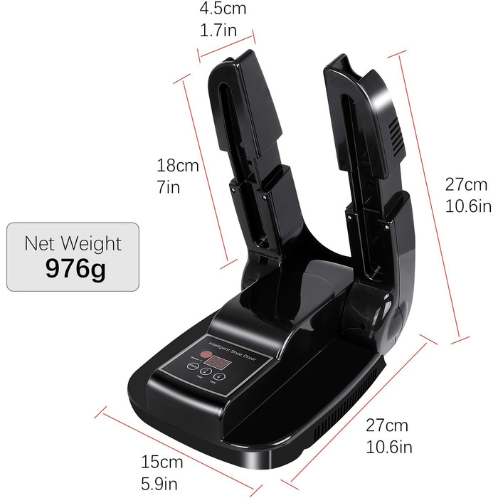 Upstartech Shoe Dryer, Electric Boot Dryer Foot Warmer Smart Timing Folding Dehumidifying Deodorizer
