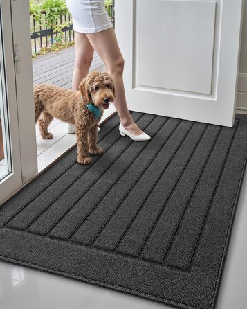 Килимок для дому COLOR&GEOMETRY 44x76 см - машинне прання, протиковзкий, вбираючий, мінімалістичний дизайн для входу, порогу та коридору (Сірий, 92 x 152 см)