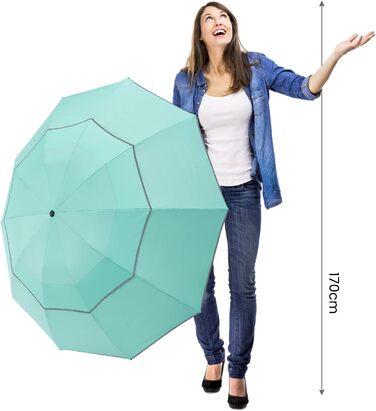 G4Free Гольф-парасолька великого розміру, 54 дюйми, подвійний купол, 10 ребер, автоматичний, синій